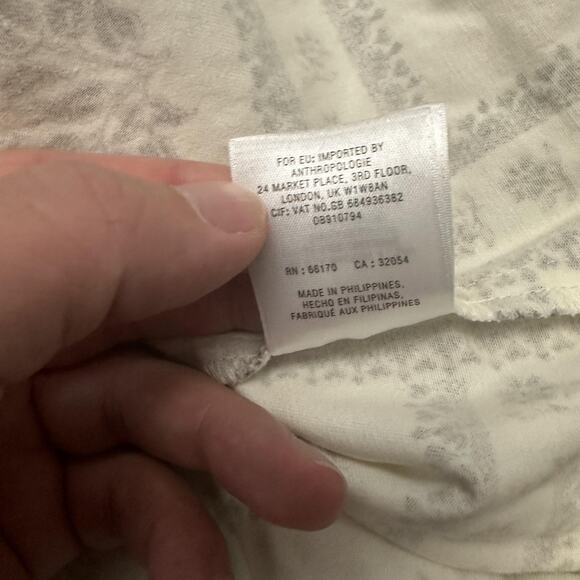 Anthropologie Dress Womens 16 White Black Sleeveless A-Line Midi Floral Zip Back - Picture 7 of 10